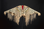 War shirt, Tanned leather, pigment, horsehair, porcupine quills, dye, glass beads, and wool cloth, Niimíipuu / Nez Perce, Native American