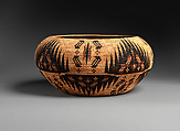 Basket bowl, Carrie Bethel (Mono Lake Paiute, 1898–1974), Willow shoots, sedge root, redbud shoots, and dyed bracken root, Mono Lake Paiute, Native American