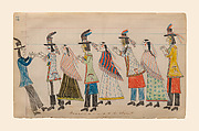 Caddos on a Visit to the Agent, Julian Scott Ledger Artist A Kiowa, Pencil, colored pencil, and ink on paper, Kiowa, Native American