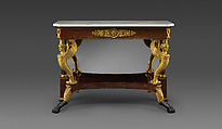 Pier Table, Charles-Honoré Lannuier (France 1779–1819 New York), Mahogany, mahogany veneer, pine, tulip poplar, maple, marble, gilded brass, die-stamped brass, plate glass, American