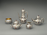 Tea and Coffee Set, Tiffany & Co. (1837–present), Silver, copper, brass, copper-gold-silver alloys, silver-gilt, and ivory, American