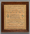Sampler, Eliza Hodges Oliver  American, Silk on linen, American