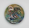 Plaque with mussel and oyster shells and seaweed, Possibly Tiffany Glass and Decorating Company (American, 1892–1902), Enamel on copper, American