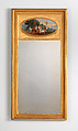 Pier mirror, White pine frame, gessoed, sanded and gilded, mahogany oval panel, painted, looking glass, American