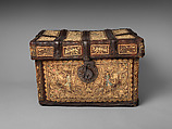 Chest (petaca), Unknown artists, Rattan structure covered with leather, embroidered with agave fiber and lined with fabric; forged, chased and openwork iron lock and hardware, New Spain (Mexico)