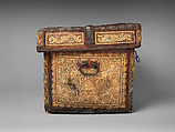 Chest (petaca), Unknown artists, Rattan structure covered with leather, embroidered with agave fiber and lined with fabric; forged, chased and openwork iron lock and hardware, New Spain (Mexico)
