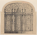 Elevator Screen, Farwell Building, Detroit, Louis C. Tiffany (American, New York 1848–1933 New York), Black ink and graphite with watercolor and compass construction on wove paper, mounted on illustration board, American