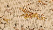 The Battle of the Little Bighorn, Standing Bear/ Mató Nájin (Minneconjou Lakota/Teton Sioux, 1859–1933), Pencil, ink, and watercolor on muslin, Minneconjou Lakota/ Teton Sioux, Native American
