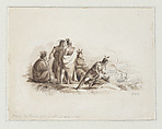 Visit to Their Old Hunting Grounds (from Hosack Album), John Ludlow Morton (1792–1871), Pen and brown ink, ink washes, and graphite on off-white Bristol board, American