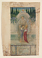Design for a window, Charity, Buford and Strother Memorial, St. Paul's Episcopal Church, Richmond, Virginia, Louis C. Tiffany (American, New York 1848–1933 New York), Watercolor, gouache, graphite, and POP (print out paper) photograph on wove paper, American
