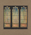 Design for three windows, Louis C. Tiffany (American, New York 1848–1933 New York), Watercolor, black ink, and graphite on paper mounted on board, American