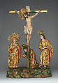 Calvary, Unknown artists, Guatemala, late 18th century, Polychrome wood, gilt silver, glass, hair, Guatemalan