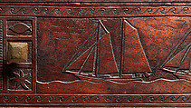 Carved chest, Robert Laurent (American (born France), Concarneau 1890–1970 Cape Neddick, Maine), Black walnut, tulip poplar, plywood, and brass, American