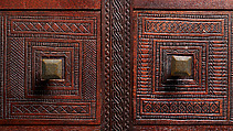 Carved chest, Robert Laurent (American (born France), Concarneau 1890–1970 Cape Neddick, Maine), Black walnut, tulip poplar, plywood, and brass, American