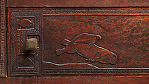 Carved chest, Robert Laurent (American (born France), Concarneau 1890–1970 Cape Neddick, Maine), Black walnut, tulip poplar, plywood, and brass, American