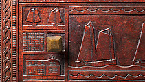 Carved chest, Robert Laurent (American (born France), Concarneau 1890–1970 Cape Neddick, Maine), Black walnut, tulip poplar, plywood, and brass, American