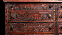 Carved chest, Robert Laurent (American (born France), Concarneau 1890–1970 Cape Neddick, Maine), Black walnut, tulip poplar, plywood, and brass, American