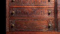 Carved chest, Robert Laurent (American (born France), Concarneau 1890–1970 Cape Neddick, Maine), Black walnut, tulip poplar, plywood, and brass, American