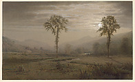 Moonlight on Mount Lafayette, New Hampshire, William Trost Richards (American, Philadelphia, Pennsylvania 1833–1905 Newport, Rhode Island), Watercolor, gouache, and graphite on gray-green wove paper, American