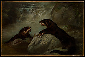Otters by the Water’s Edge, Arthur Fitzwilliam Tait (American (born England), Liverpool 1819–1905 Yonkers, New York), Oil on canvas, American