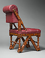 Side chair, Daniel Pabst (American, born Germany 1826–1910 Philadelphia, Pennsylvania), Walnut, burled maple, later leather upholstery, American
