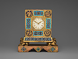 Table clock, E. F. Caldwell & Co. (American, New York, 1895–1956), Bronze, champlevé enamel, American