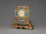 Table clock, E. F. Caldwell & Co. (American, New York, 1895–1956), Bronze, champlevé enamel, American