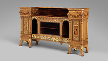 Cabinet, Herter Brothers (German, active New York, 1864–1906), Maple, white pine, ash, cedar, brass, glass, gilding, paint, silk velvet (original and replaced), American