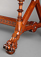 Library table, Daniel Pabst (American, born Germany 1826–1910 Philadelphia, Pennsylvania), Walnut, burled maple, casters, original and later felt, American