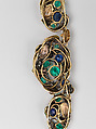 Necklace, Meta Overbeck (American, 1881–1946), Gold, emeralds, Montana sapphires, topazes, enamel, American