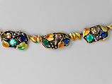 Necklace, Meta Overbeck (American, 1881–1946), Gold, emeralds, Montana sapphires, topazes, enamel, American