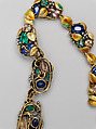 Necklace, Meta Overbeck (American, 1881–1946), Gold, emeralds, Montana sapphires, topazes, enamel, American