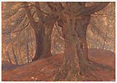 Burnham Beeches, Thomas Charles Farrer (1838–1891), Watercolor and gouache on wove paper mounted on cardboard, American