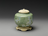 Covered vase on stand with teasel, Adelaide Alsop Robineau (American, Middletown, Connecticut, 1865–1929 Syracuse, New York), Porcelain, American