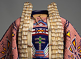 Woman’s Dress and Accessories, Jodi Archambault (American, Hunkpapa Lakota/Teton Sioux, born North Dakota, 1969), Tanned and commercial leather, glass and metal beads, cotton, silk, dentalium shell, metal cones, horsehair, plastic, brass bells, porcupine quills, coins, Hunkpapa Lakota (Teton Sioux)
