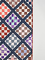 Thirteen-patch block quilt with Japanesque backing fabric, Unknown Maker, American, Cotton, American