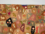 Crazy Quilt, Unknown, Wool with wool and silk embroidery, American