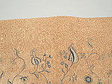 Bedcover with appliqued crewel embroidery motifs, Member of the Cabot family (American (Massachusetts), 18th century), Linen, embroidered with wool and silk, American