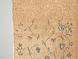 Bedcover with appliqued crewel embroidery motifs, Member of the Cabot family (American (Massachusetts), 18th century), Linen, embroidered with wool and silk, American