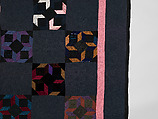 Tumbling Blocks quilt, Alma (?) Yoder (American (Kalona, Iowa)), Cotton, silk, and velvet, American