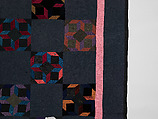 Tumbling Blocks quilt, Alma (?) Yoder (American (Kalona, Iowa)), Cotton, silk, and velvet, American
