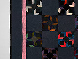 Tumbling Blocks quilt, Alma (?) Yoder (American (Kalona, Iowa)), Cotton, silk, and velvet, American