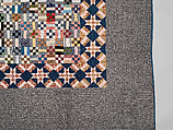 Nine-patch Postage Stamp quilt, Unknown maker, American, probably Pennsylvania, Cotton, silk, and wool, American