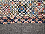 Nine-patch Postage Stamp quilt, Unknown maker, American, probably Pennsylvania, Cotton, silk, and wool, American