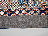 Nine-patch Postage Stamp quilt, Unknown maker, American, probably Pennsylvania, Cotton, silk, and wool, American
