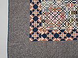 Nine-patch Postage Stamp quilt, Unknown maker, American, probably Pennsylvania, Cotton, silk, and wool, American