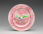 Plate, Majolica earthenware, spatterware, British