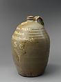 Merchant Jug, Unrecorded  Edgefield District potter (American), Alkaline-glazed stoneware with kaolin slip, American