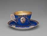 Partial tea set (teapot, sugar bowl, cream pitcher, slop bowl), Union Porcelain Works (1863–1922), Porcelain; allover blue ground with delicate gilded and enamel decoration