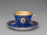 Partial tea set (teapot, sugar bowl, cream pitcher, slop bowl), Union Porcelain Works (1863–1922), Porcelain; allover blue ground with delicate gilded and enamel decoration